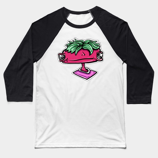 Summer Strawberry Cartoon Character Baseball T-Shirt by BobbyMillsArts